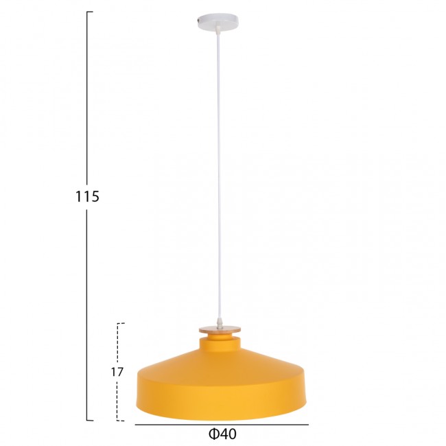 Φωτιστικό οροφής μονόφωτο από μέταλλο σε χρώμα κίτρινο Φ40x116