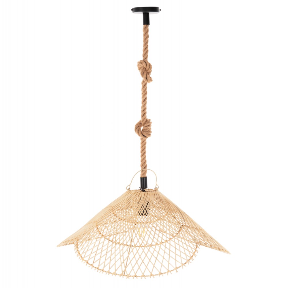 Φωτιστικό οροφής μονόφωτο από σχοινί/ραττάν σε χρώμα φυσικό Φ58,5Χ131