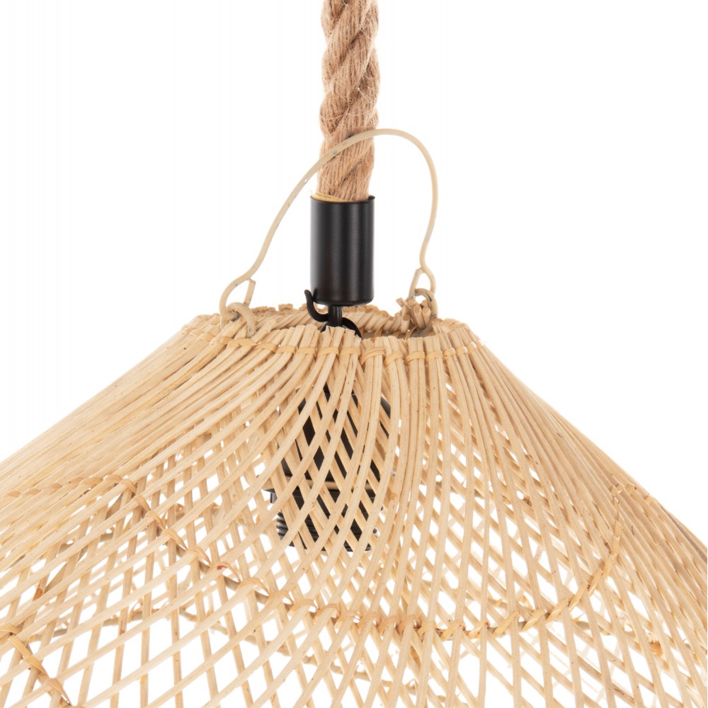 Φωτιστικό οροφής μονόφωτο από σχοινί/ραττάν σε χρώμα φυσικό Φ58,5Χ131