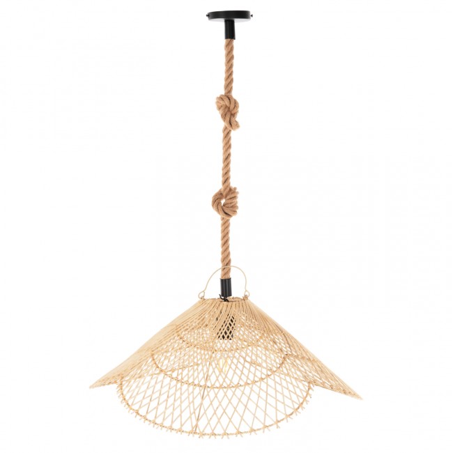 Φωτιστικό οροφής μονόφωτο από σχοινί/ραττάν σε χρώμα φυσικό Φ58,5Χ131