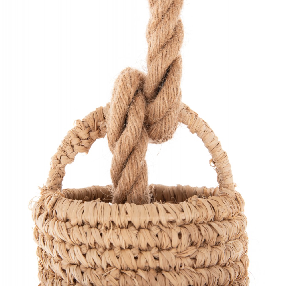 Φωτιστικό οροφής μονόφωτο από σχοινί σε χρώμα φυσικό Φ52,5x160