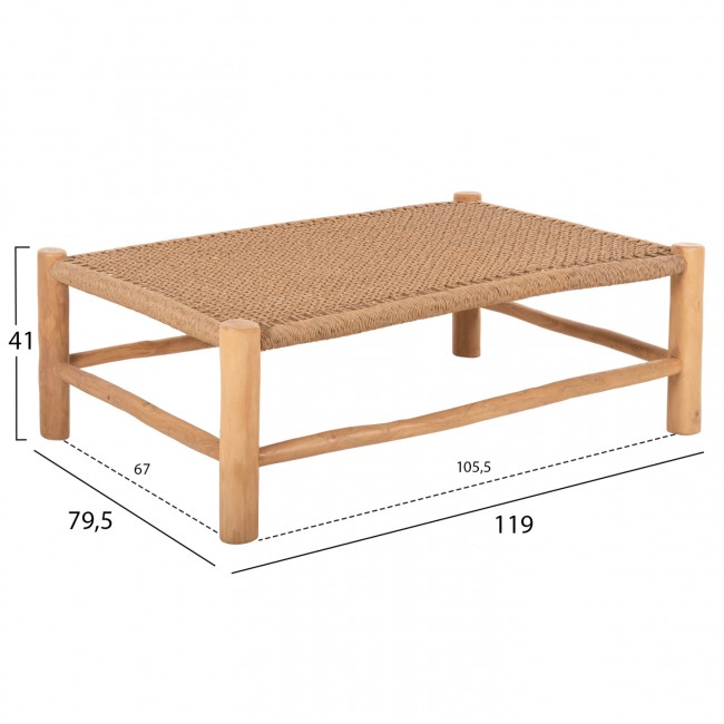 Τραπέζι σαλονιού "LONDER" από ξύλο σε χρώμα φυσικό 119x79,5x41