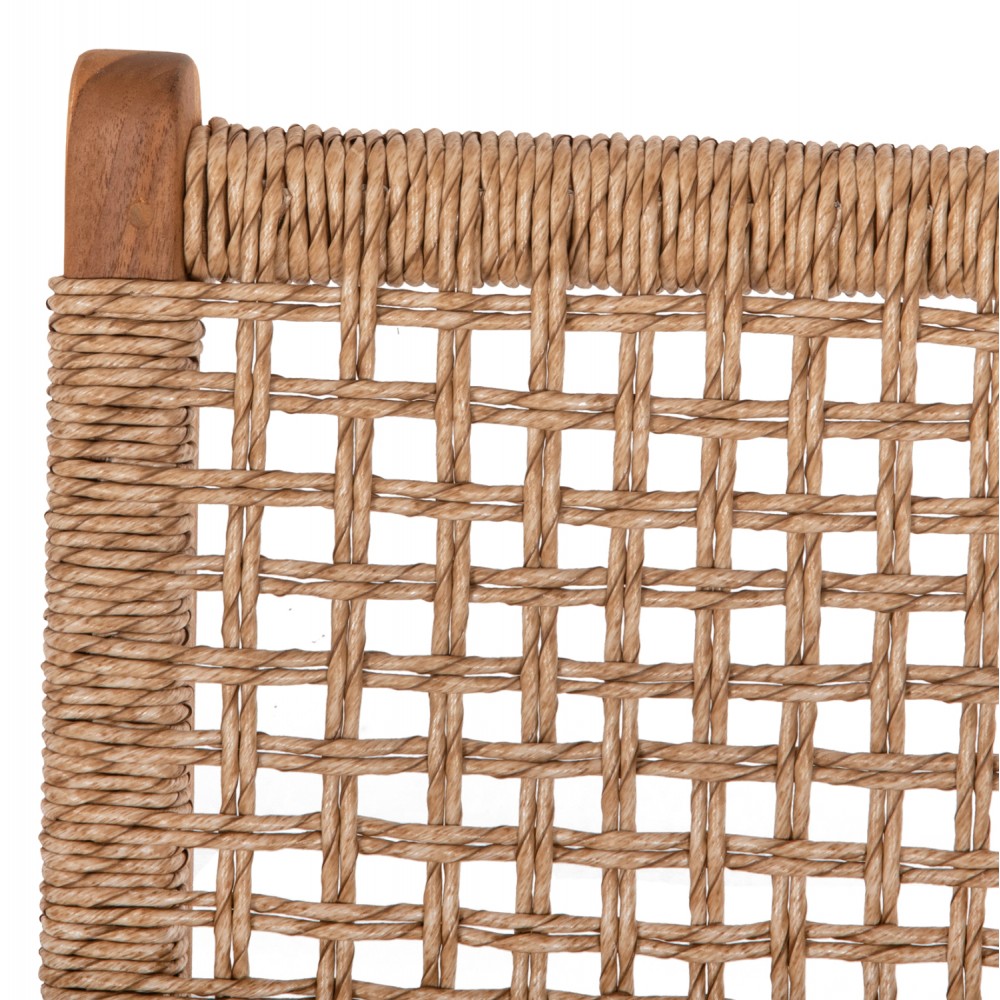 Σκαμπώ μπαρ "BORIS" από ξύλο/σχοινί σε φυσικό χρώμα 46x53x96