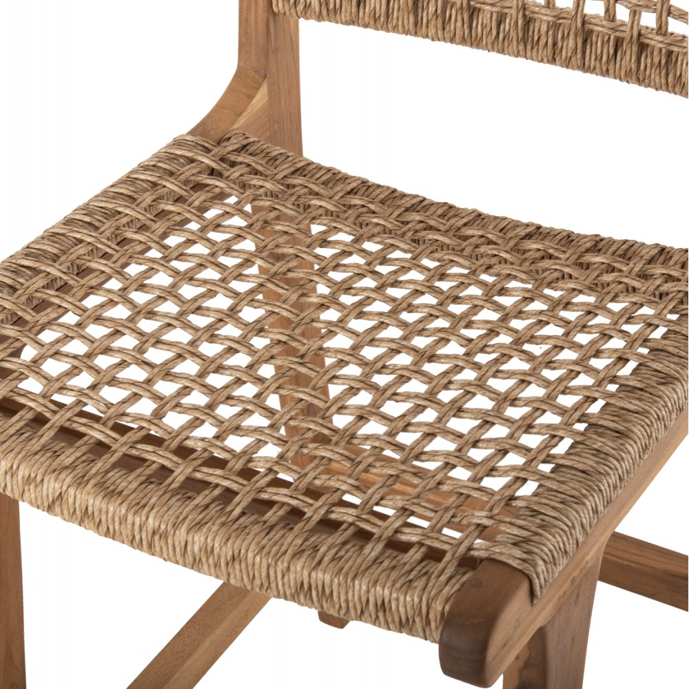 Σκαμπώ μπαρ "BORIS" από ξύλο/σχοινί σε φυσικό χρώμα 46x53x96