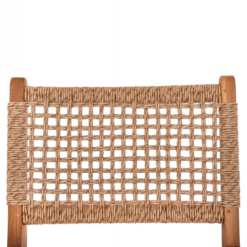 Σκαμπώ μπαρ "BORIS" από ξύλο/σχοινί σε φυσικό χρώμα 46x53x96