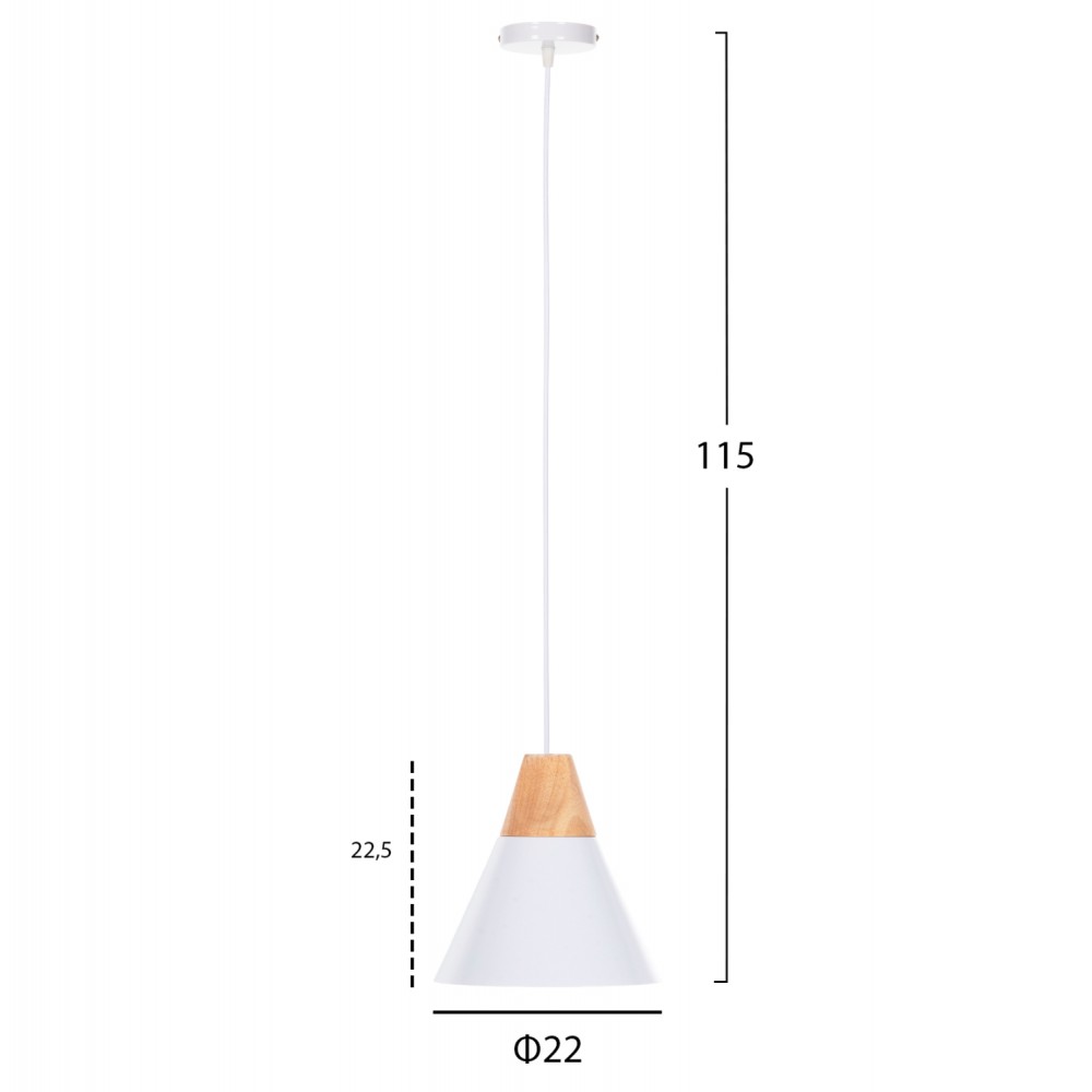 Φωτιστικό οροφής μονόφωτο από μέταλλο σε χρώμα λευκό Φ22x115