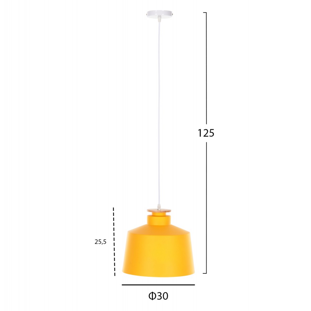 Φωτιστικό οροφής μονόφωτο από αλουμίνιο σε χρώμα κίτρινο Φ30x123,5