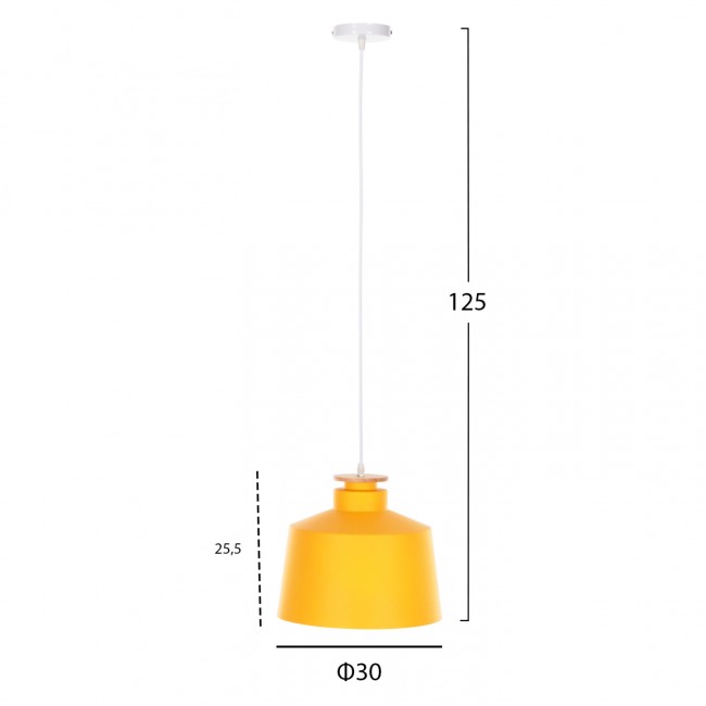 Φωτιστικό οροφής μονόφωτο από αλουμίνιο σε χρώμα κίτρινο Φ30x123,5