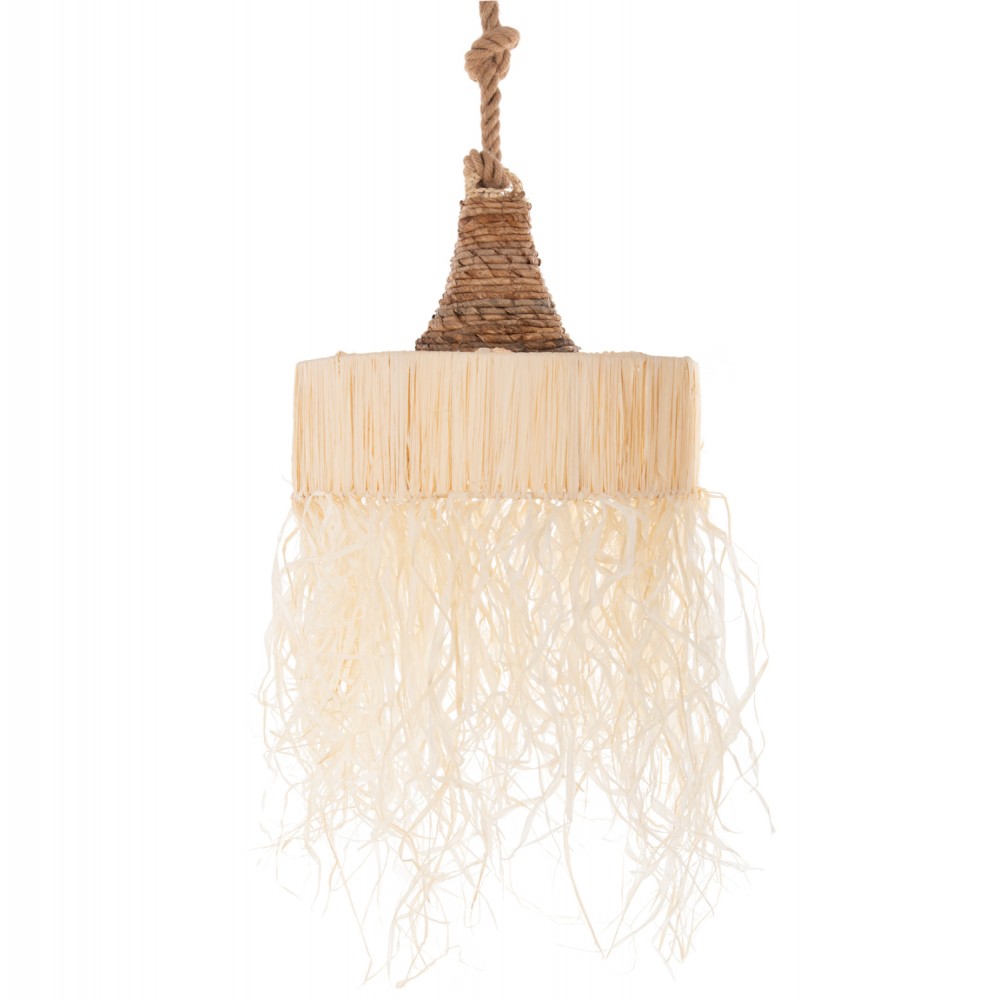 Φωτιστικό οροφής μονόφωτο από σχοινί σε χρώμα φυσικό Φ41x155