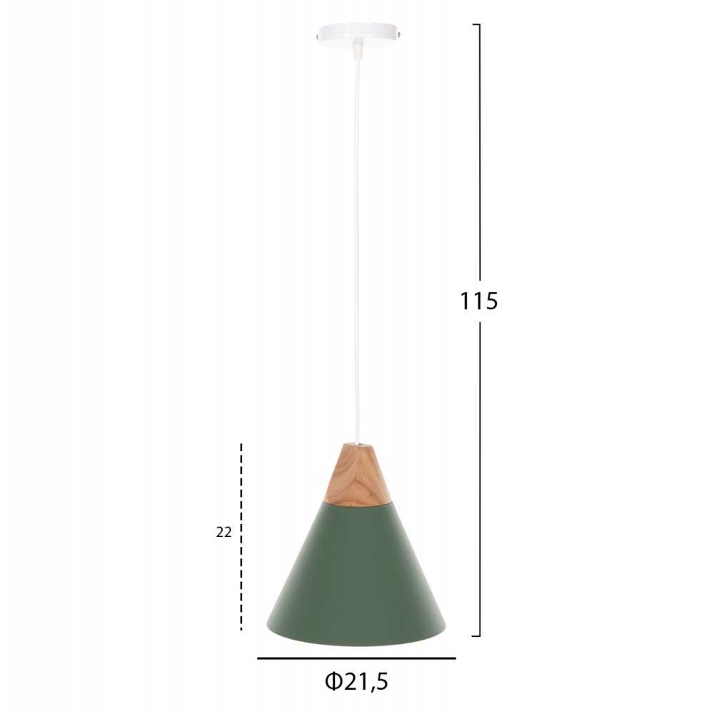 Φωτιστικό οροφής μονόφωτο από μέταλλο σε χρώμα πράσινο Φ22x115