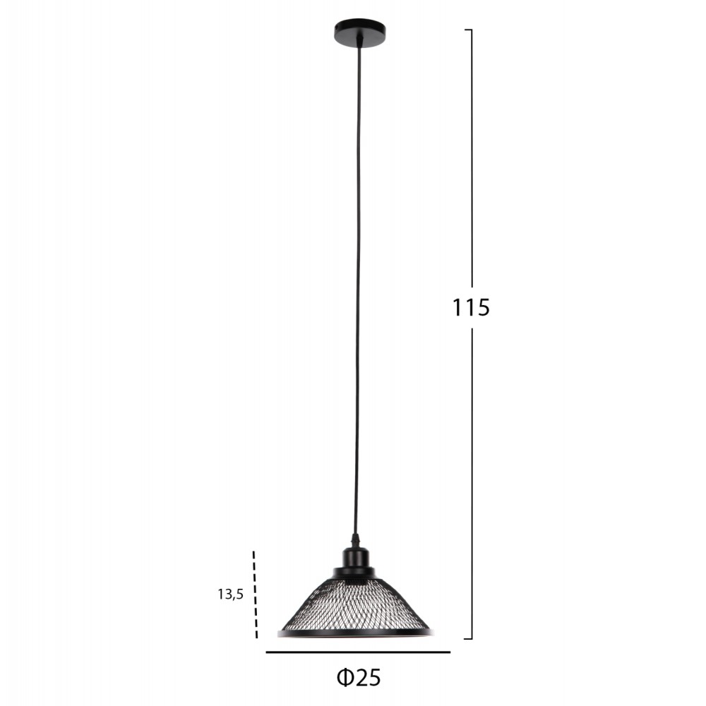 Φωτιστικό οροφής μονόφωτο από μέταλλο σε χρώμα μαύρο Φ25x115