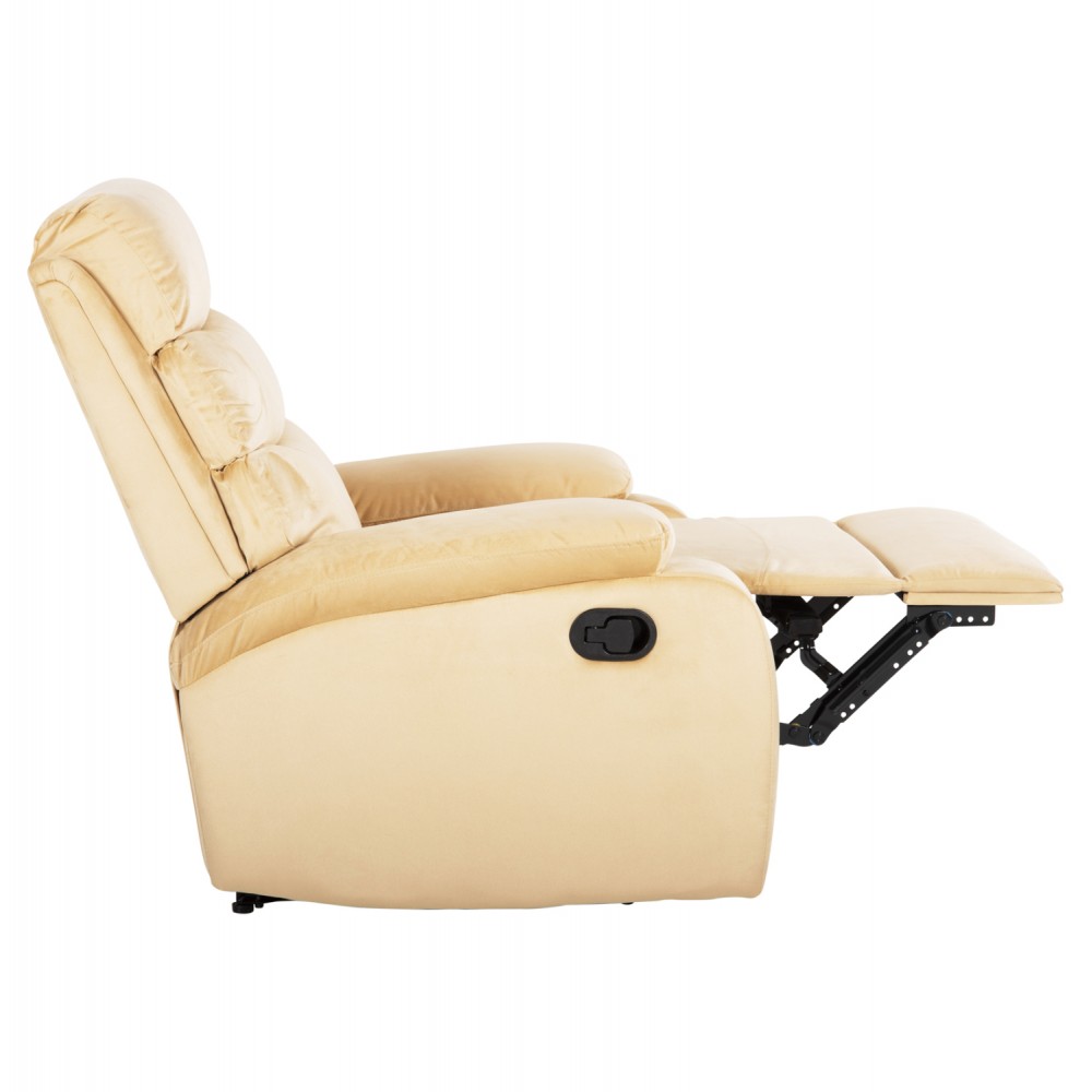 Πολυθρόνα  relax "YASUMU" από βελούδο σε χρώμα εκρού 80x93x100