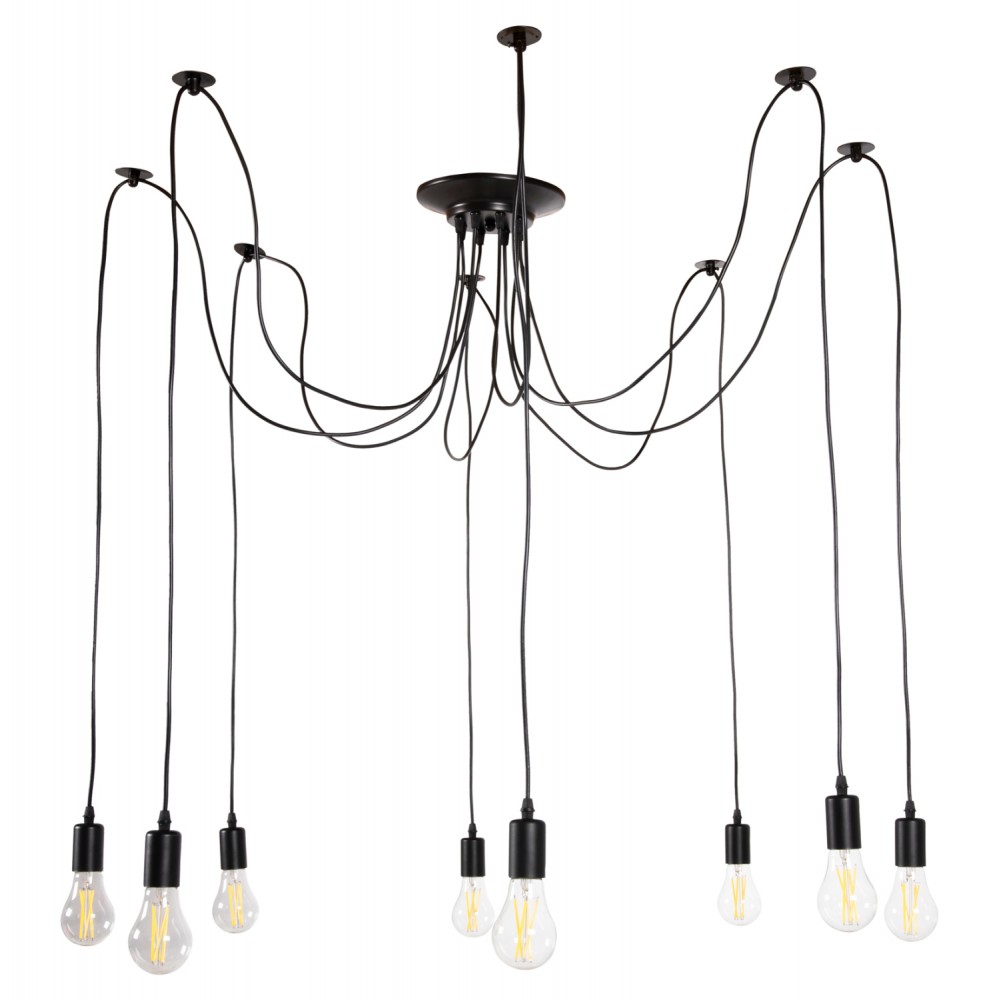 Φωτιστικό οροφής οκτάφωτο από μέταλλο σε χρώμα μαύρο Φ100x180