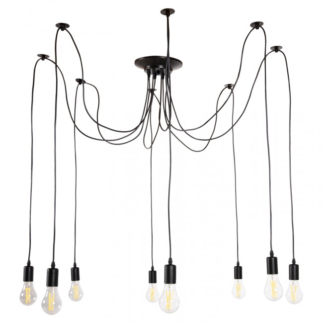 Φωτιστικό οροφής οκτάφωτο από μέταλλο σε χρώμα μαύρο Φ100x180