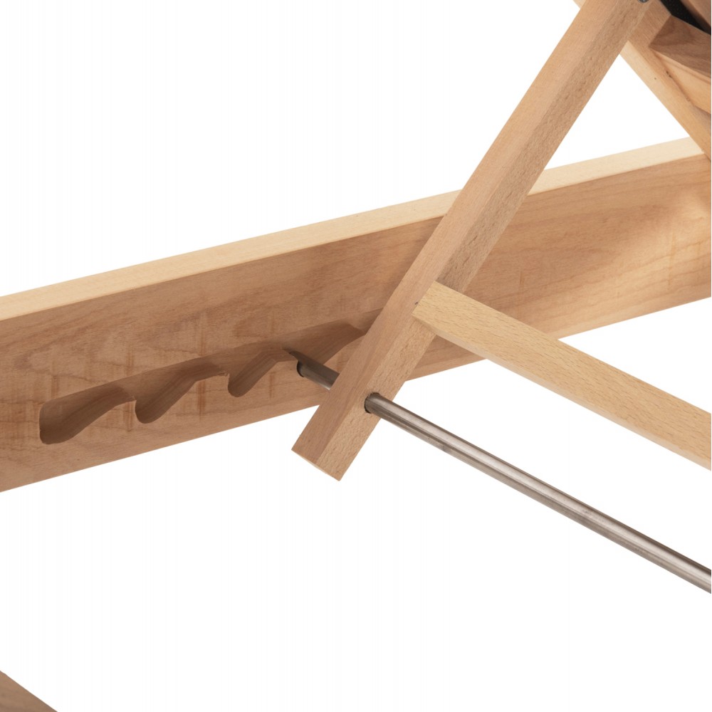 Ξαπλώστρα επαγγελματική "MILOS" από ξύλο/textilene σε χρώμα φυσικό/μαύρο 205x60x31,5-91