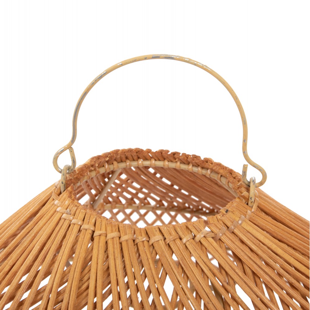 Φωτιστικό οροφής μονόφωτο από ραττάν σε χρώμα μπέζ Φ58,5x31