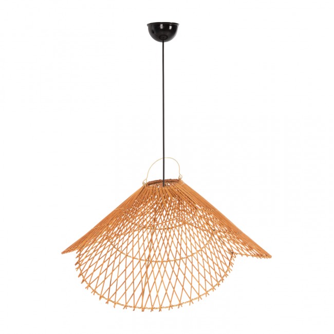 Φωτιστικό οροφής μονόφωτο από ραττάν σε χρώμα μπέζ Φ58,5x31