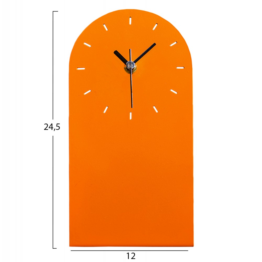 Ρολόι επιτραπέζιο από μέταλλο σε χρώμα πορτοκαλί 12X24,5