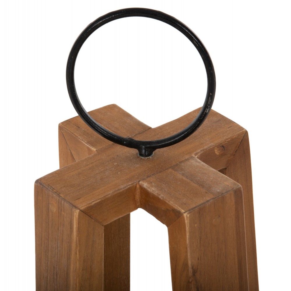 Σετ φανάρια διακοσμητικά από ξύλο σε χρώμα φυσικό 24x24x50-61