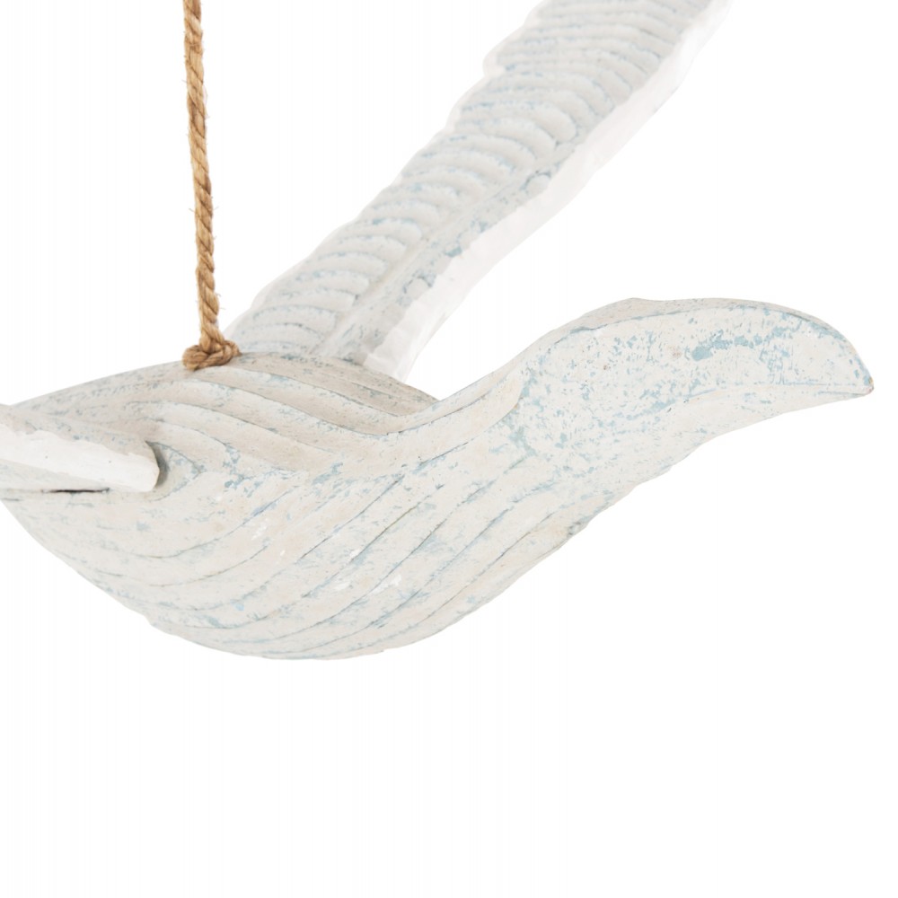 Κρεμαστό διακοσμητικό γλάρος από ξύλο σε χρώμα λευκό 93x62x12-100