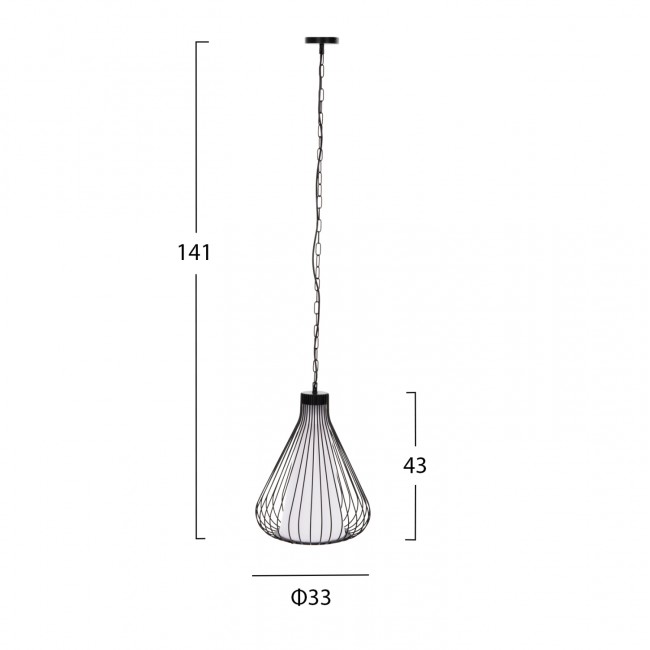 Φωτιστικό οροφής μονόφωτο από μέταλλο σε χρώμα μαύρο Φ33x43-141