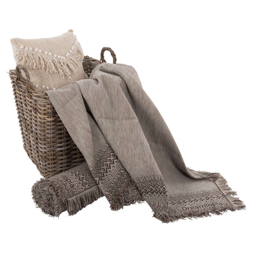 Ριχτάρι "DREAMTOPIA" από ύφασμα σε καφέ χρώμα 245Χ170