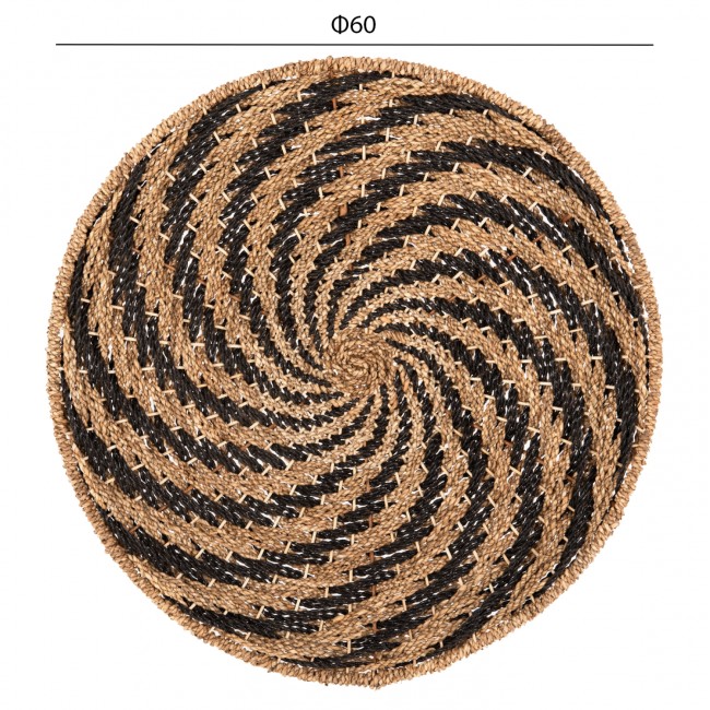 Διακοσμητικό τοίχου από ψάθα σε χρώμα φυσικό/μαύρο Φ61x3