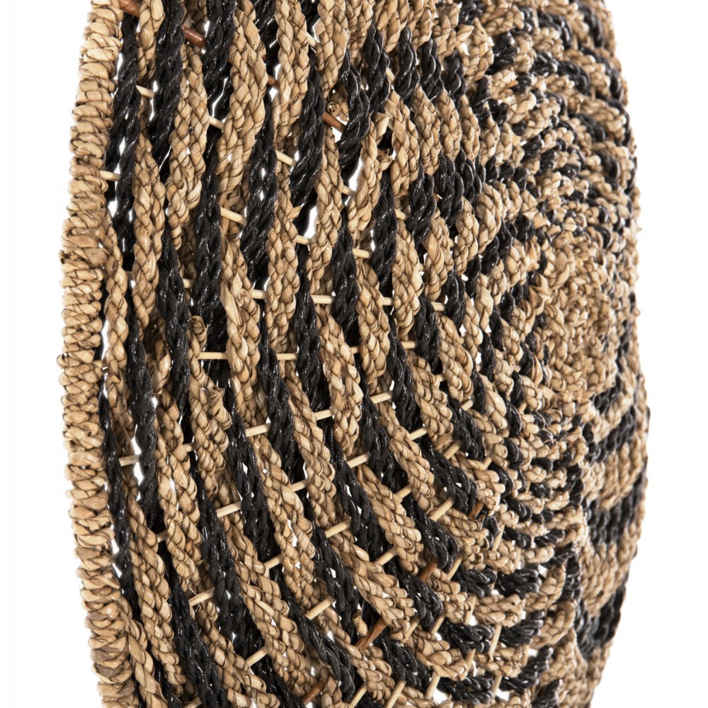 Διακοσμητικό τοίχου από ψάθα σε χρώμα φυσικό/μαύρο Φ61x3