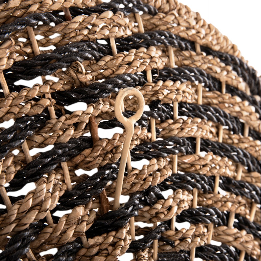 Διακοσμητικό τοίχου από ψάθα σε χρώμα φυσικό/μαύρο Φ61x3