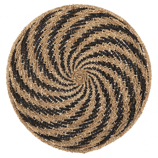 Διακοσμητικό τοίχου από ψάθα σε χρώμα φυσικό/μαύρο Φ61x3
