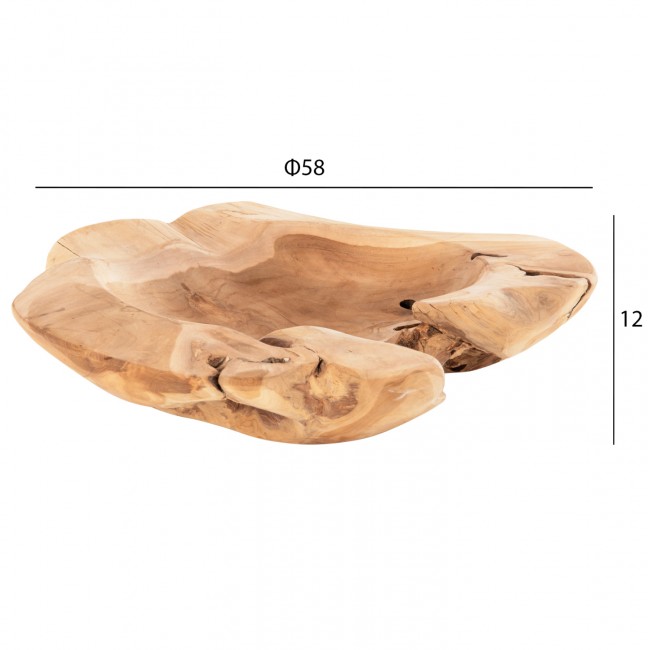 Διακοσμητικό επιτραπέζιο μπόλ "YOKI" από ξύλο σε χρώμα φυσικό Φ58x12