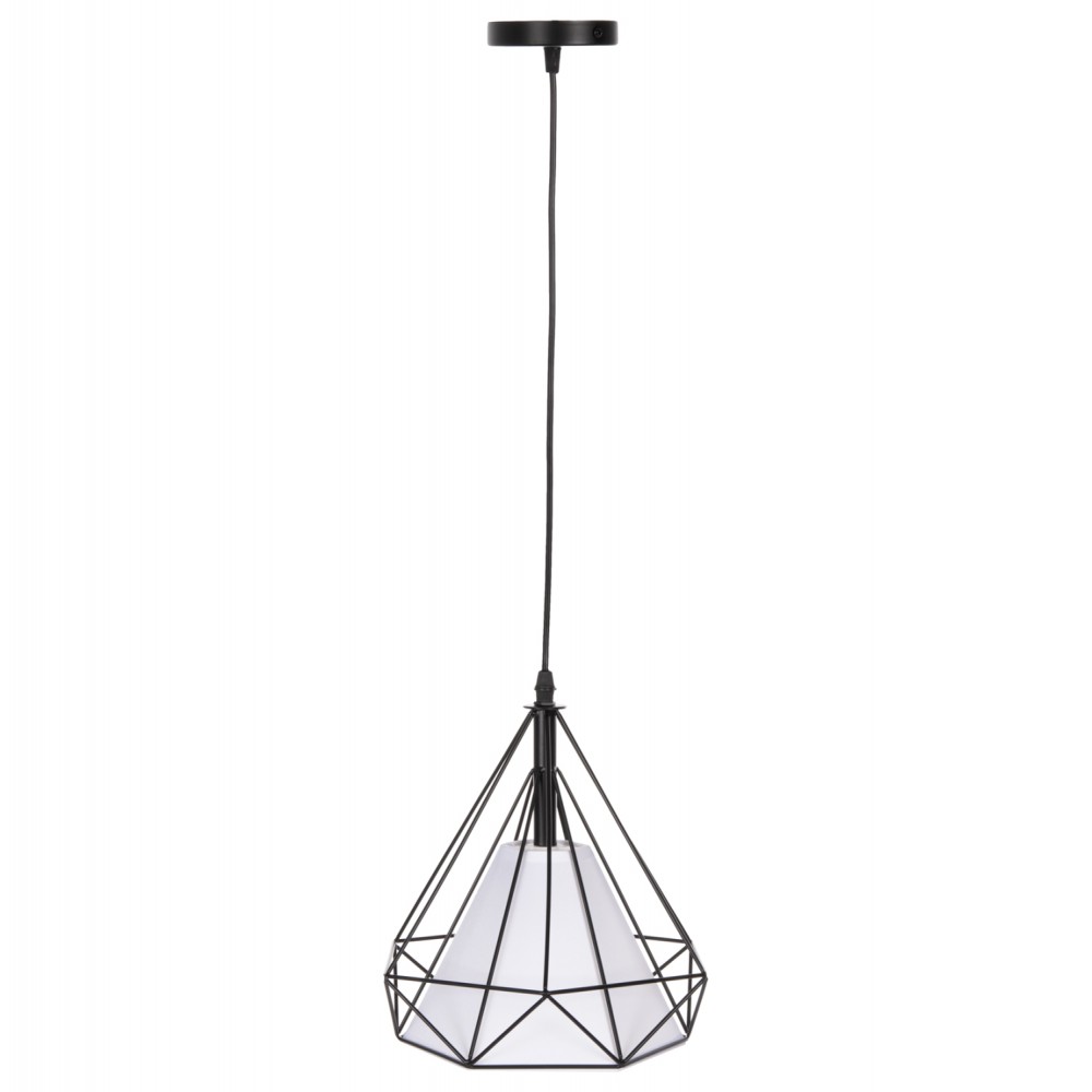 Φωτιστικό οροφής μονόφωτο από μέταλλο/ύφασμα σε χρώμα μαύρο/λευκό 25x25x125