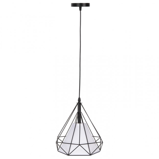 Φωτιστικό οροφής μονόφωτο από μέταλλο/ύφασμα σε χρώμα μαύρο/λευκό 25x25x125