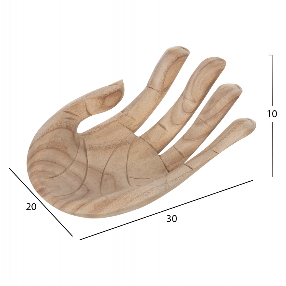 Διακοσμητικό επιτραπέζιο χέρι από ξύλο σε χρώμα φυσικό 30x20x10