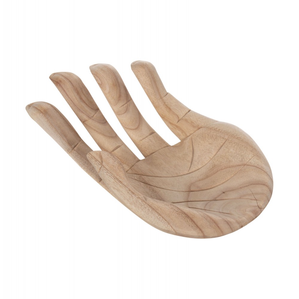 Διακοσμητικό επιτραπέζιο χέρι από ξύλο σε χρώμα φυσικό 30x20x10