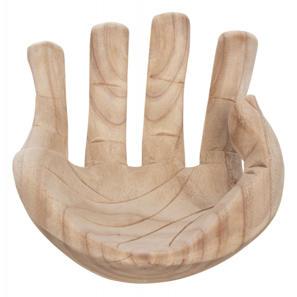 Διακοσμητικό επιτραπέζιο χέρι από ξύλο σε χρώμα φυσικό 30x20x10