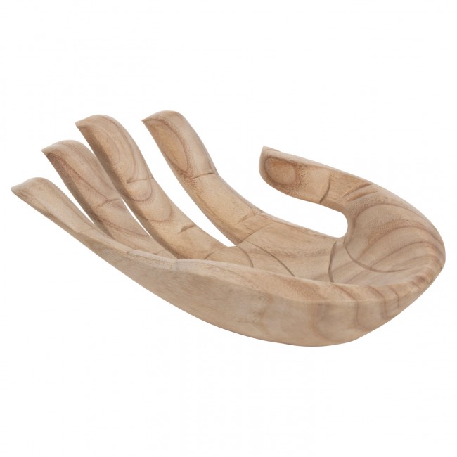 Διακοσμητικό επιτραπέζιο χέρι από ξύλο σε χρώμα φυσικό 30x20x10