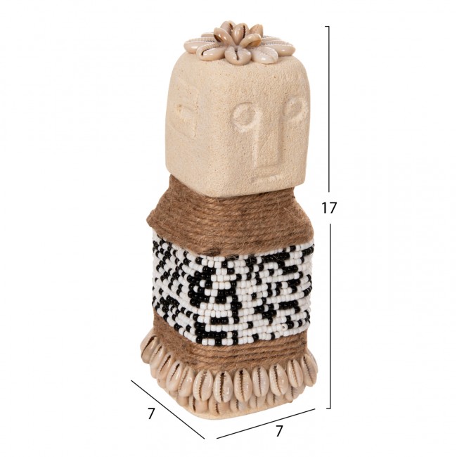 Επιτραπέζιο διακοσμητικό από paras stone/σχοίνι σε χρώμα φυσικό 7x7x17