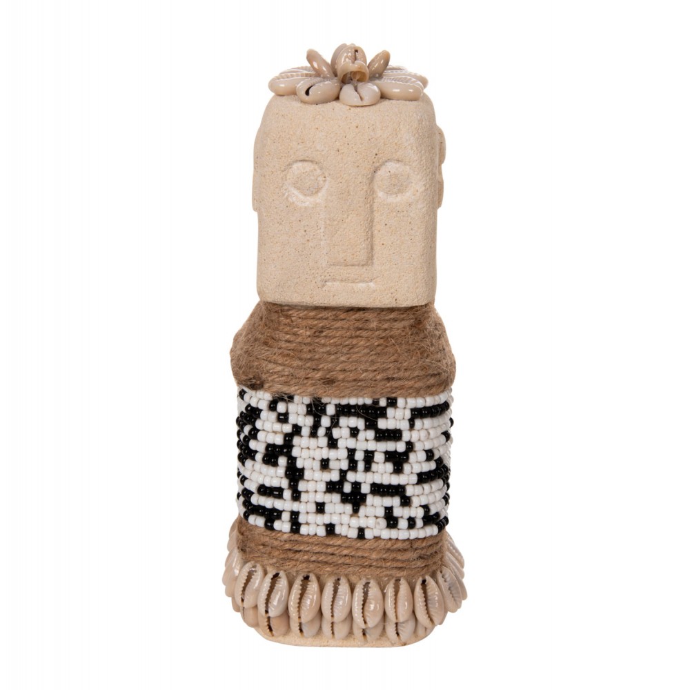 Επιτραπέζιο διακοσμητικό από paras stone/σχοίνι σε χρώμα φυσικό 7x7x17