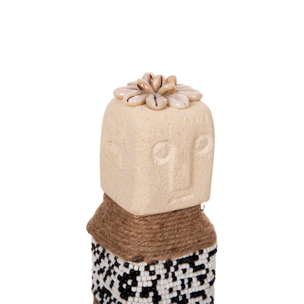 Επιτραπέζιο διακοσμητικό από paras stone/σχοίνι σε χρώμα φυσικό 7x7x17