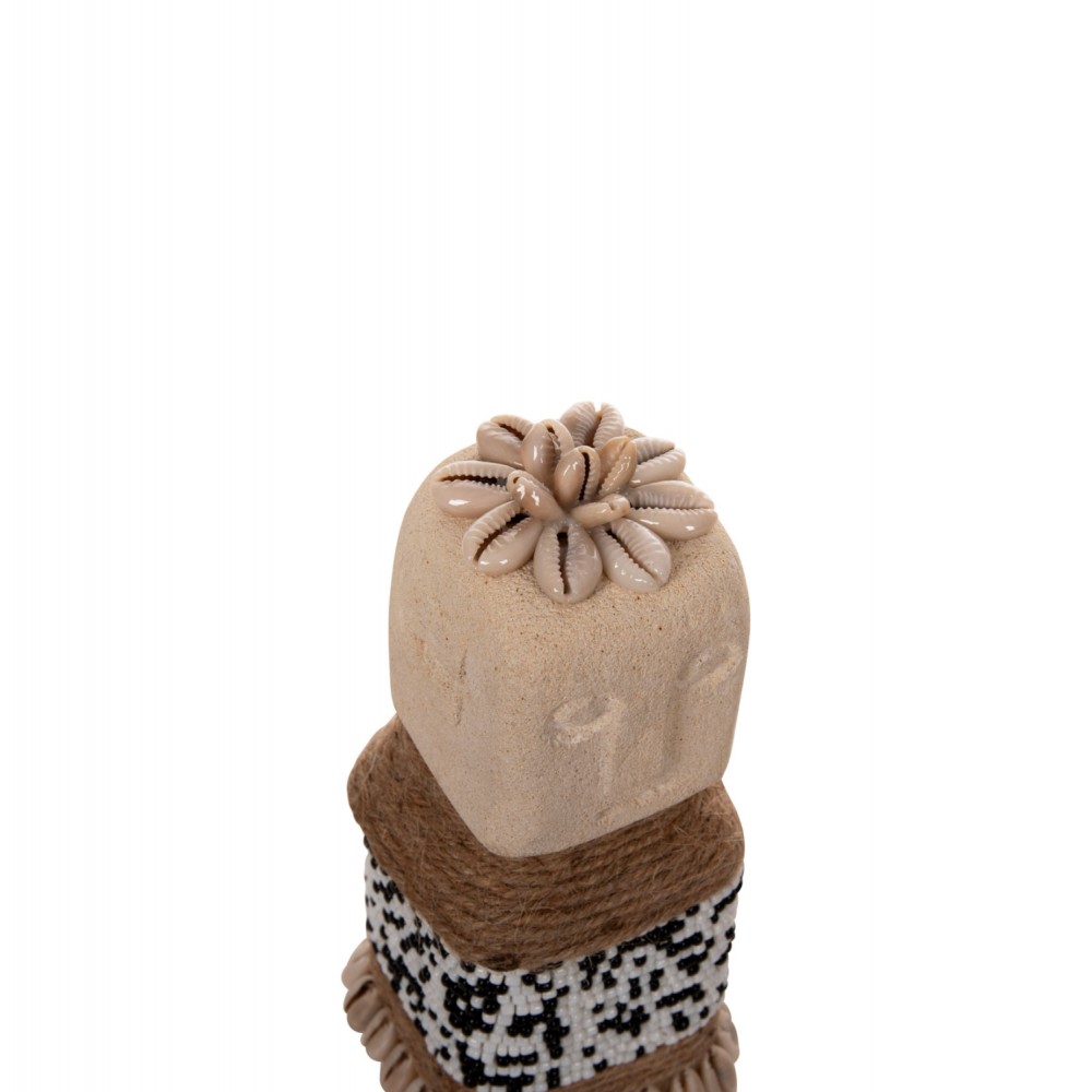 Επιτραπέζιο διακοσμητικό από paras stone/σχοίνι σε χρώμα φυσικό 7x7x17