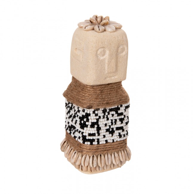 Επιτραπέζιο διακοσμητικό από paras stone/σχοίνι σε χρώμα φυσικό 7x7x17