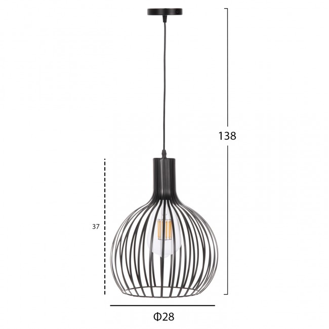 Φωτιστικό οροφής μονόφωτο από μέταλλο σε χρώμα μαύρο Φ28x138