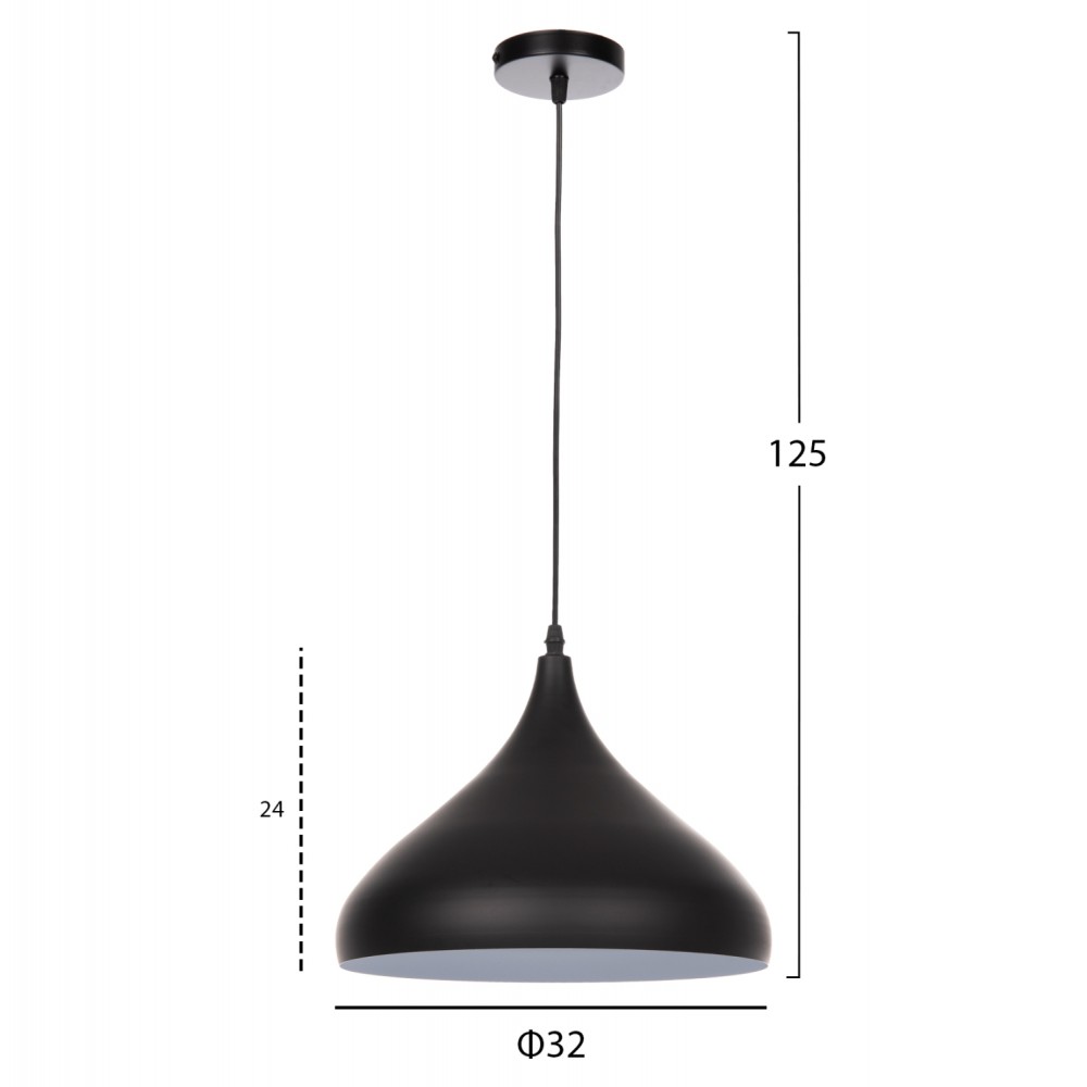 Φωτιστικό οροφής μονόφωτο από μέταλλο σε χρώμα μαύρο Φ32x125