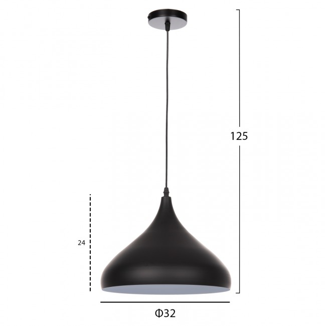 Φωτιστικό οροφής μονόφωτο από μέταλλο σε χρώμα μαύρο Φ32x125