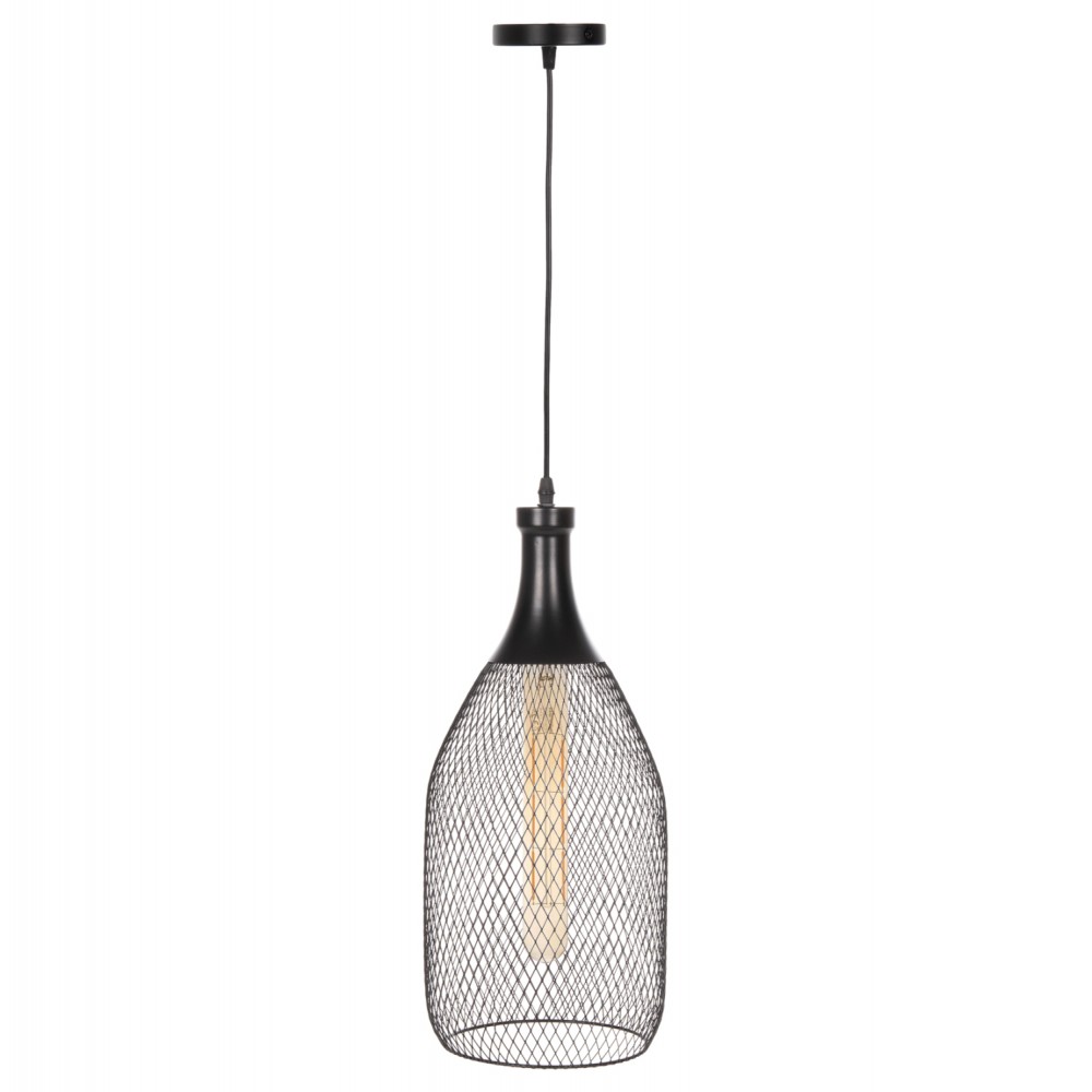 Φωτιστικό οροφής μονόφωτο από μέταλλο σε χρώμα μαύρο Φ20x145