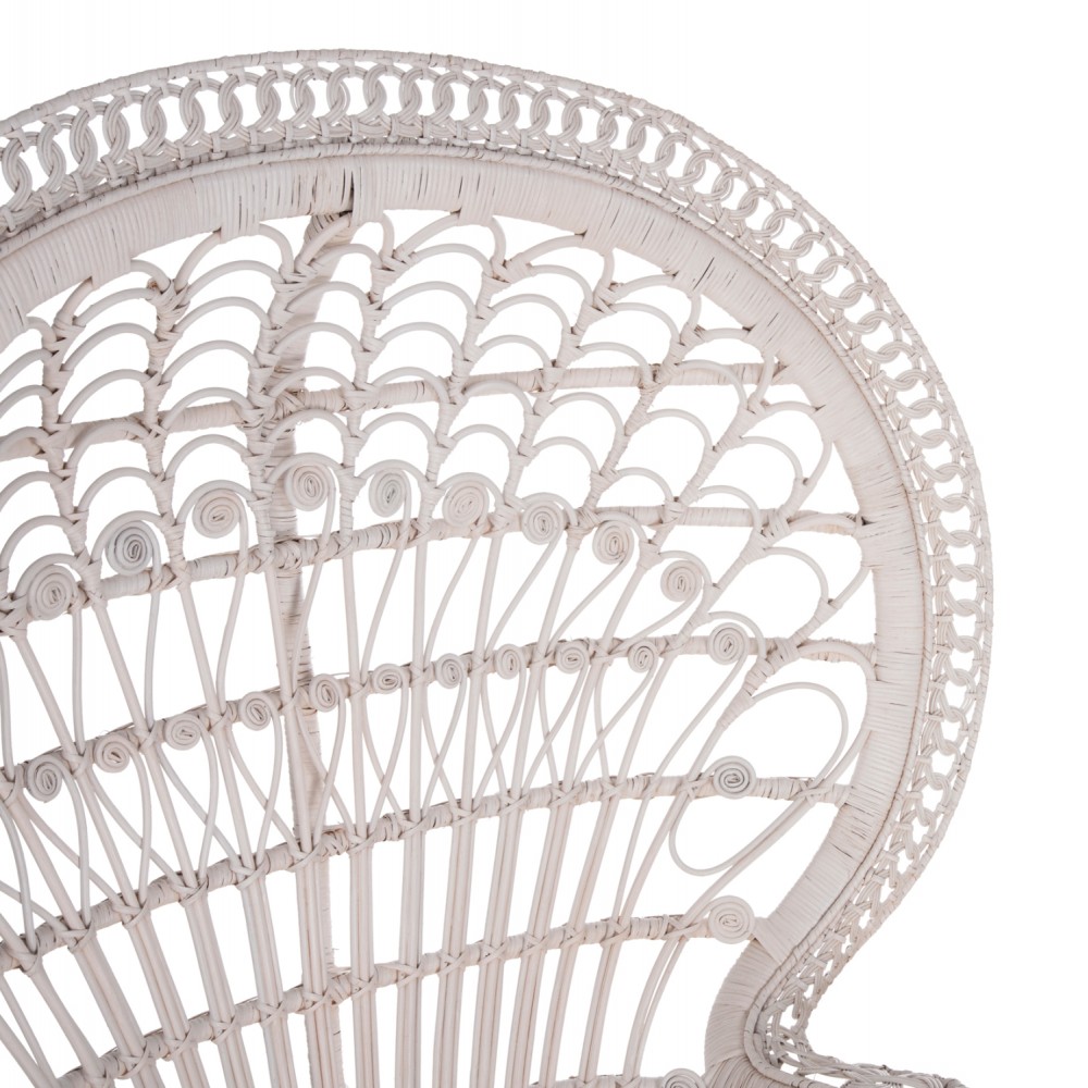 Πολυθρόνα "ROYAL PEACOCK" από ραττάν σε λευκό χρώμα 114x72x150