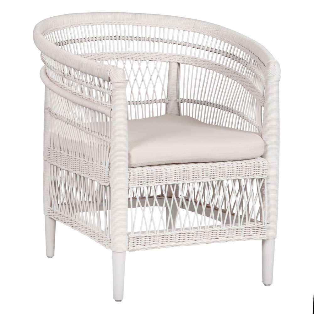 Πολυθρόνα "MALAWI" από ραττάν σε λευκό χρώμα 80x70x86