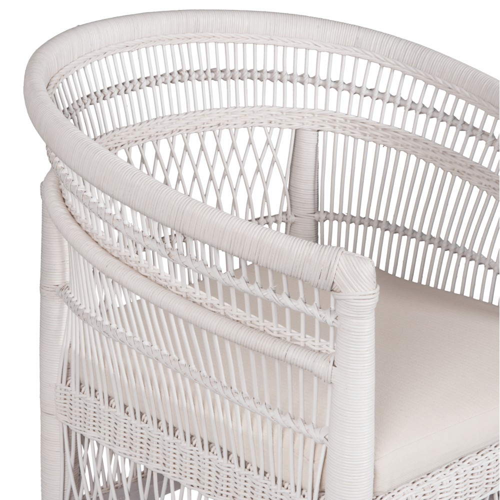 Πολυθρόνα "MALAWI" από ραττάν σε λευκό χρώμα 80x70x86