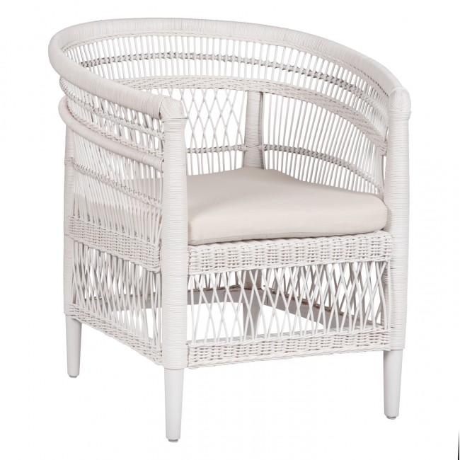 Πολυθρόνα "MALAWI" από ραττάν σε λευκό χρώμα 80x70x86
